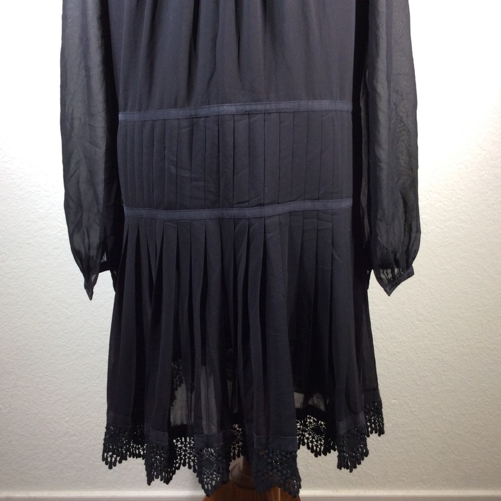 Tory Burch Sydney Black Pleated Silk Dress - Picture 10 of 16